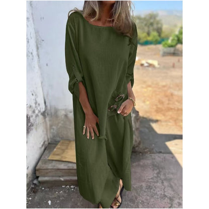 Sophia | Linen-Look Dress + Pants - Comfortable Two-Piece Set