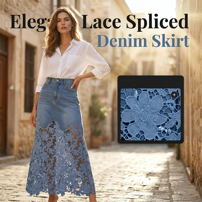 Kay – Denim and Lace Midi Skirt