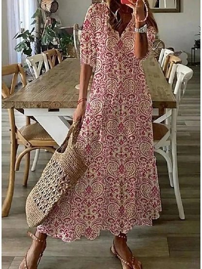 Luna – Boho Ikat Midi Dress