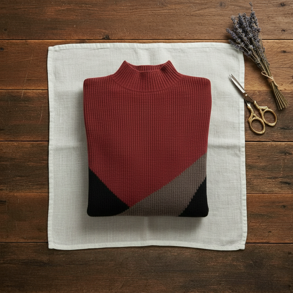 Wendy – Colour Block Mock Neck Jumper