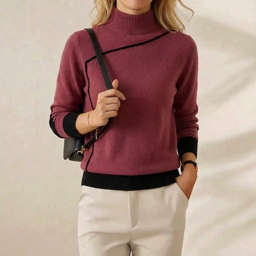Terri – Turtleneck Jumper with Contrast Trim
