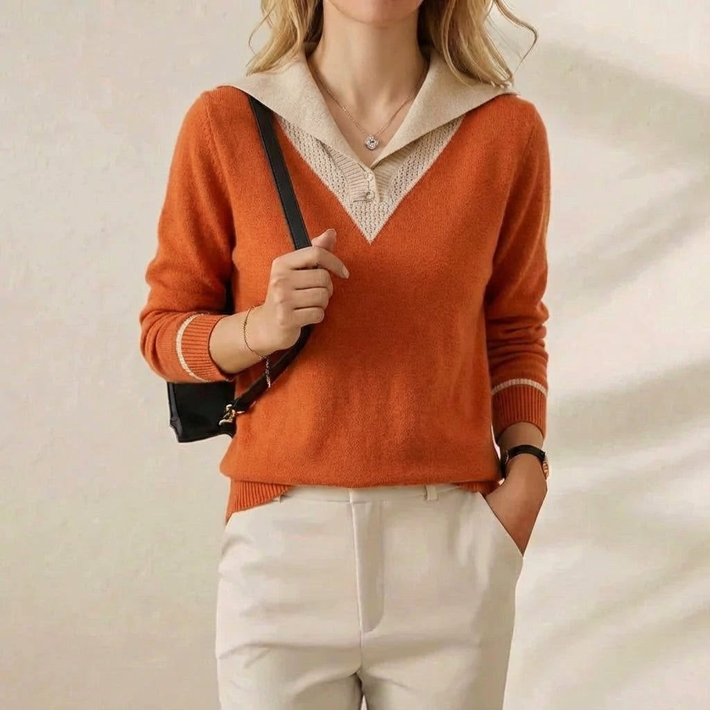 Jessica – Contrast Collar Knit Jumper