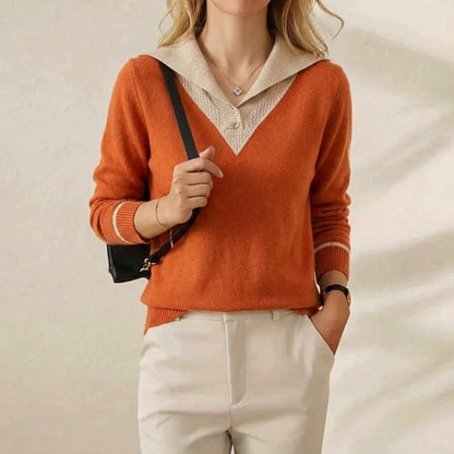 Jessica – Contrast Collar Knit Jumper