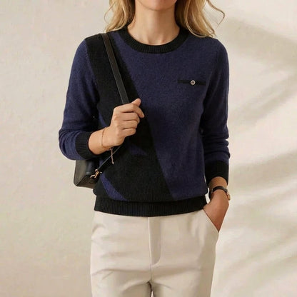 Evangeline – Crew Neck Jumper with Contrast Trim