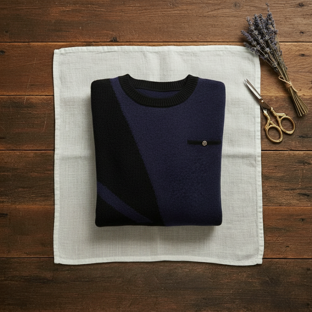 Evangeline – Crew Neck Jumper with Contrast Trim