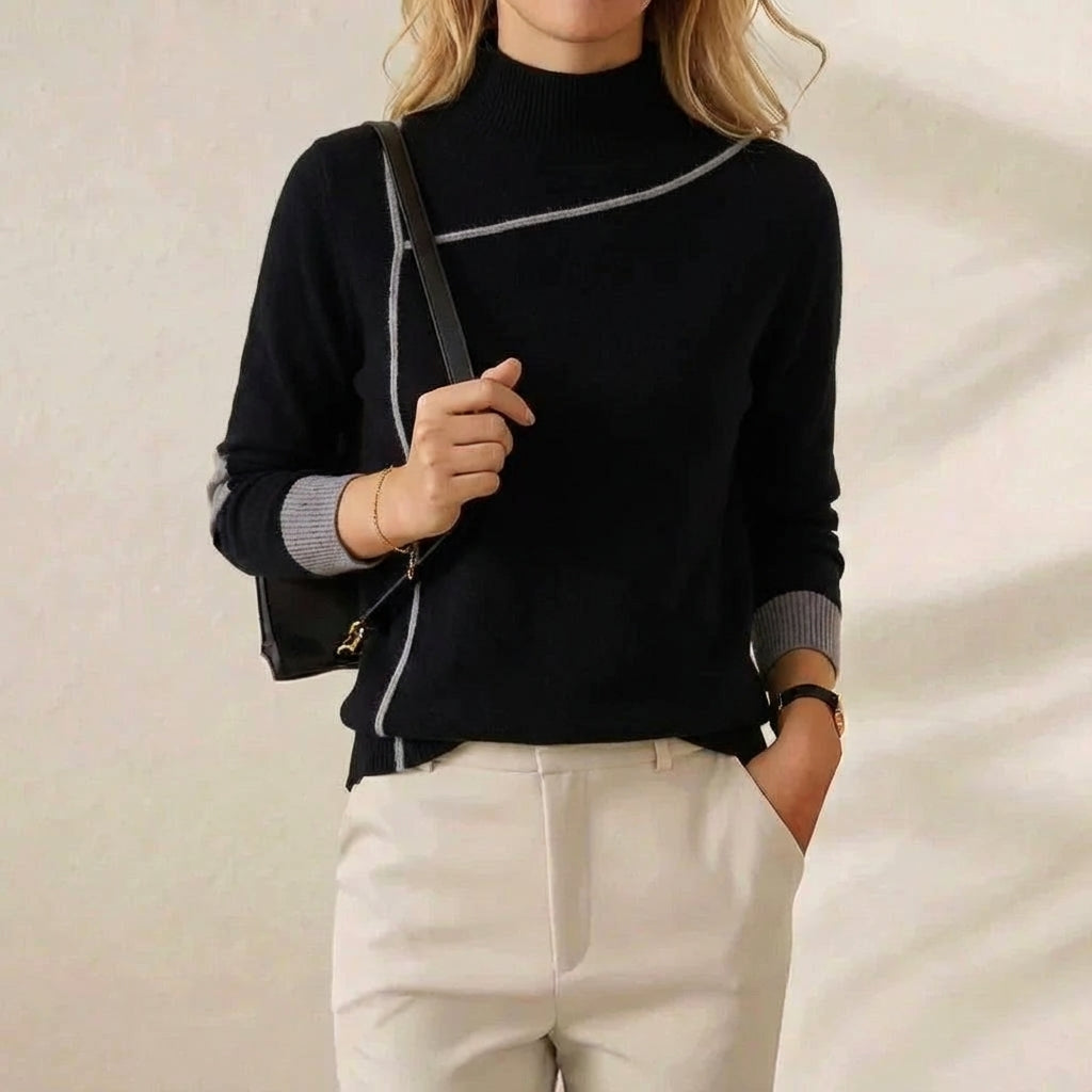 Terri – Turtleneck Jumper with Contrast Trim