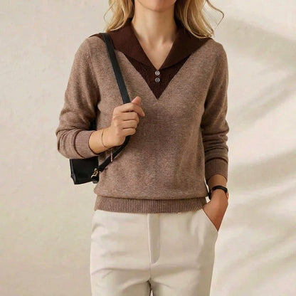 Jessica – Contrast Collar Knit Jumper