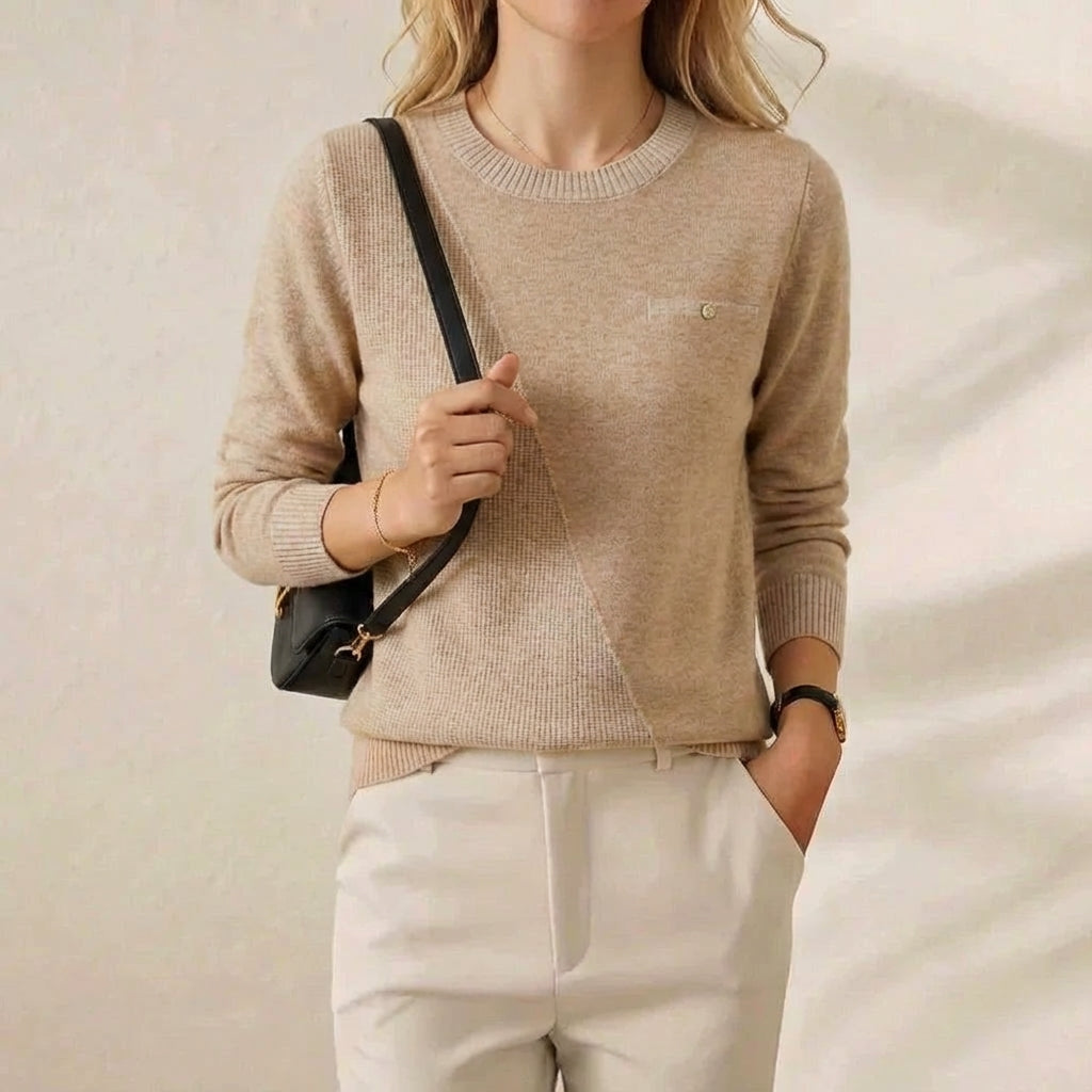 Evangeline – Crew Neck Jumper with Contrast Trim