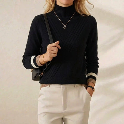 Thelma – Turtleneck Jumper with Stripe Cuffs