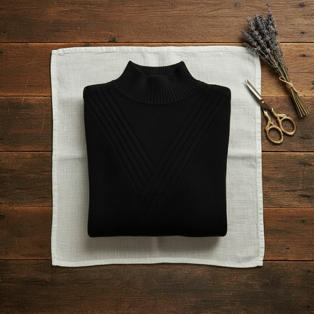 Thelma – Turtleneck Jumper with Stripe Cuffs