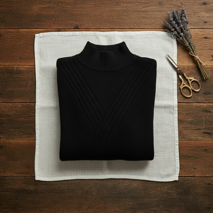 Thelma – Turtleneck Jumper with Stripe Cuffs
