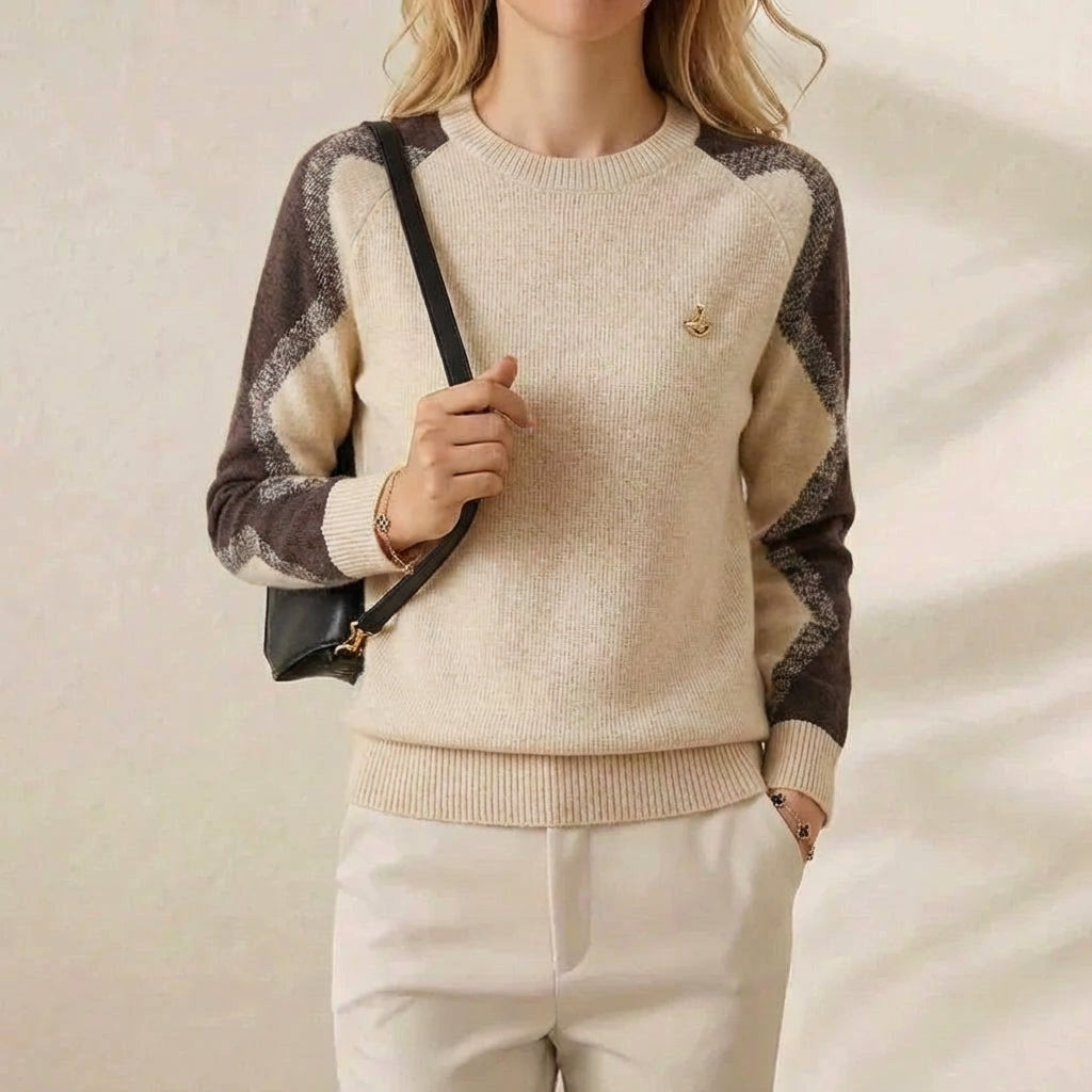 Martha – Contrast Sleeve Crew Neck Jumper