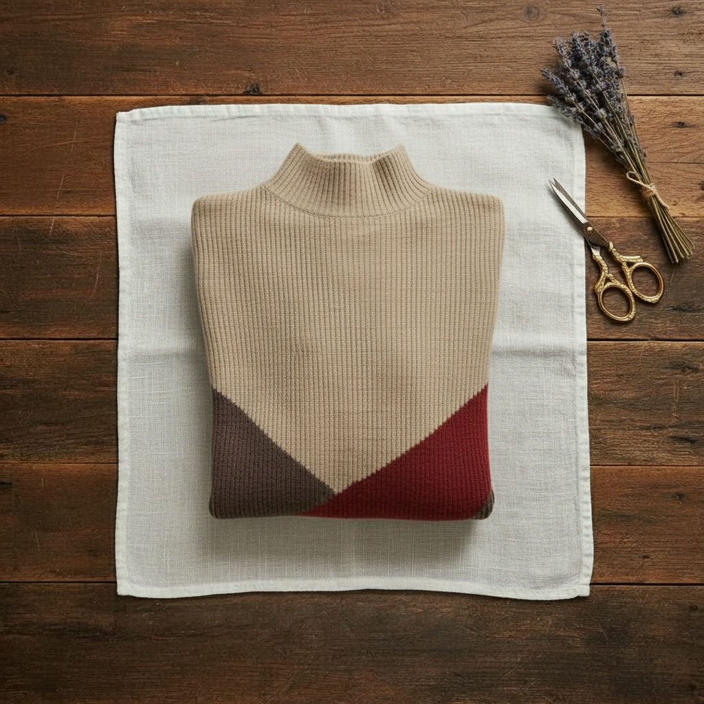 Wendy – Colour Block Mock Neck Jumper