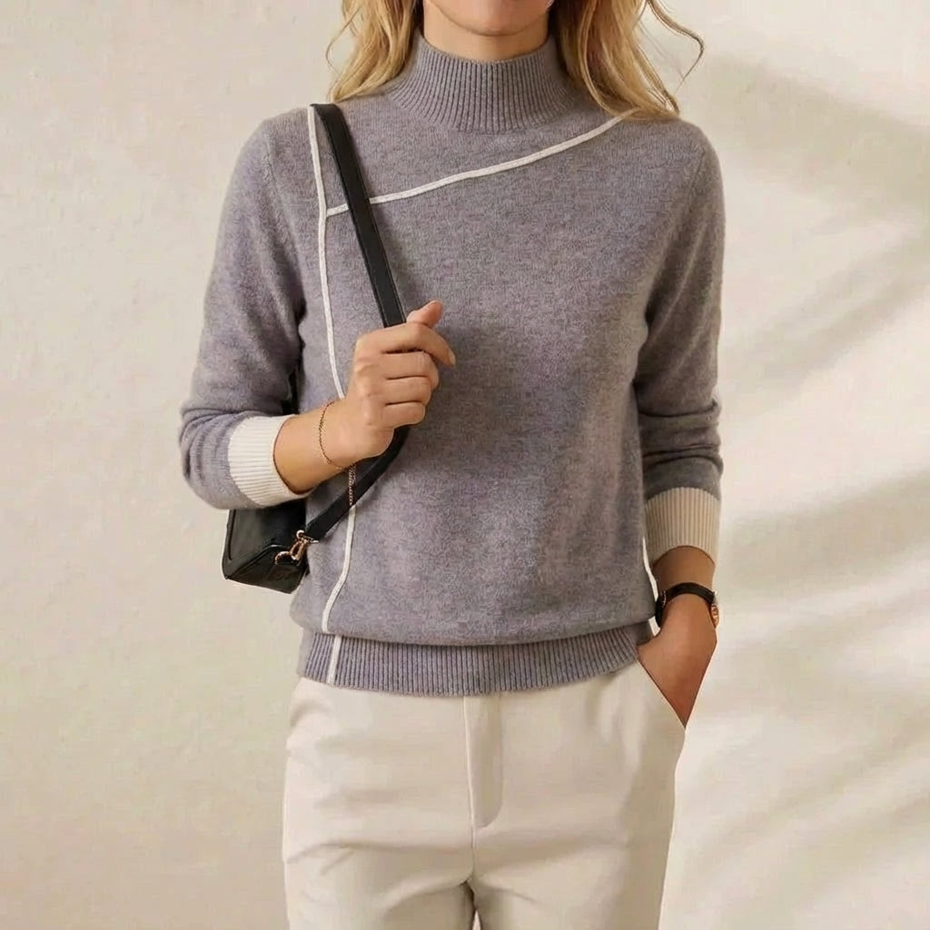 Terri – Turtleneck Jumper with Contrast Trim