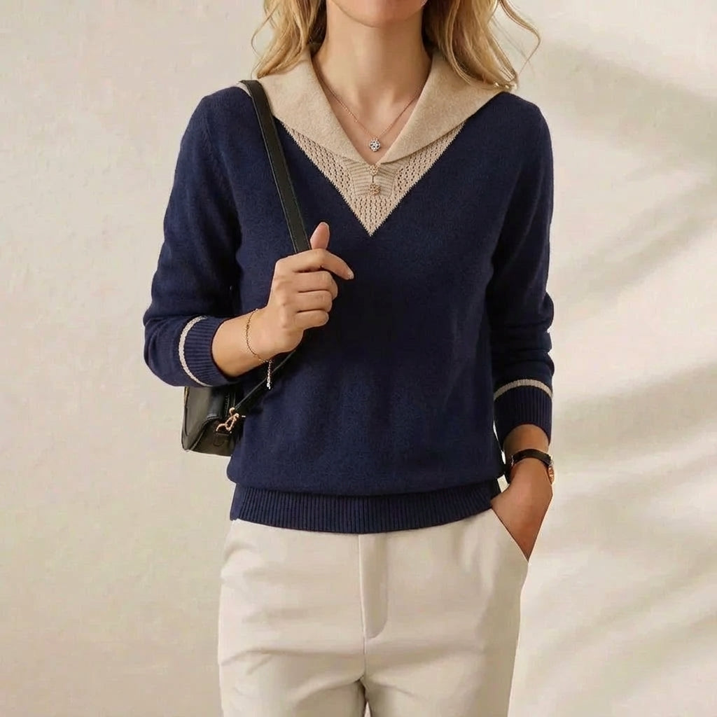 Jessica – Contrast Collar Knit Jumper