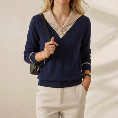 Jessica – Contrast Collar Knit Jumper