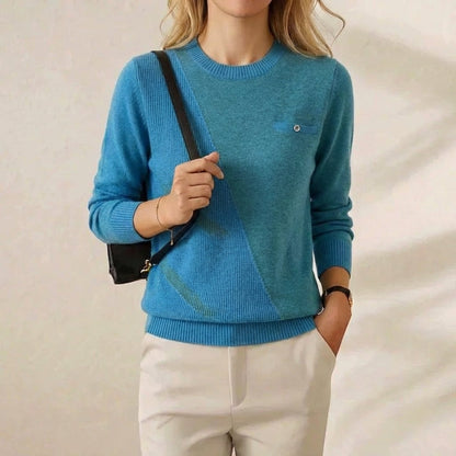 Evangeline – Crew Neck Jumper with Contrast Trim