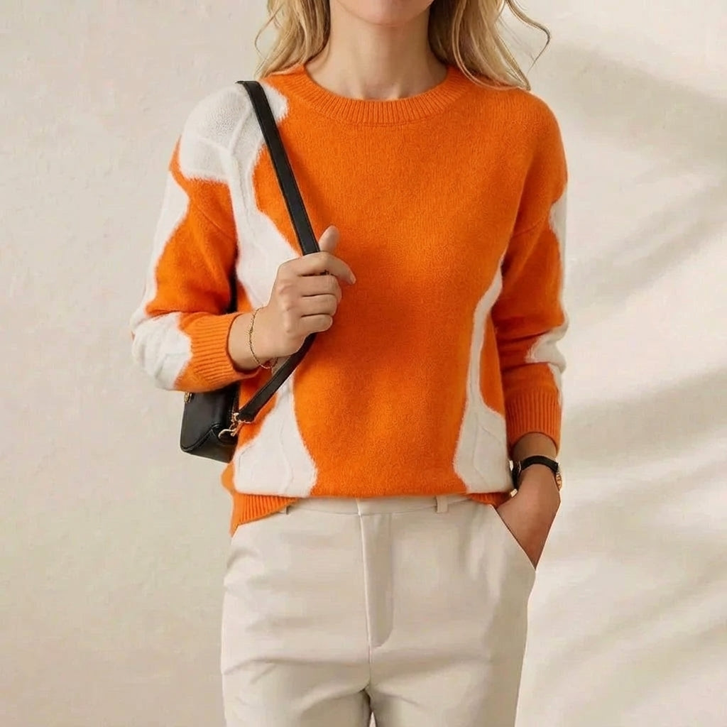 June – Colour-Block Knit Crew Neck Jumper