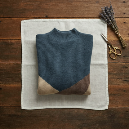 Wendy – Colour Block Mock Neck Jumper