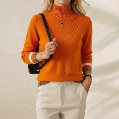 Gladys – Turtleneck Knit Jumper with Striped Cuffs