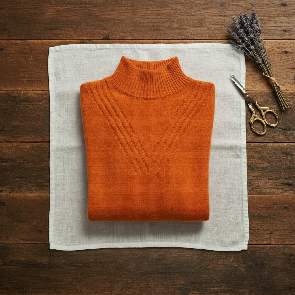 Gladys – Turtleneck Knit Jumper with Striped Cuffs