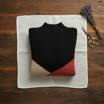 Wendy – Colour Block Mock Neck Jumper