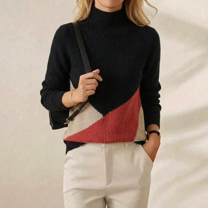 Rebecca – Colour-Block Turtleneck Knit Jumper