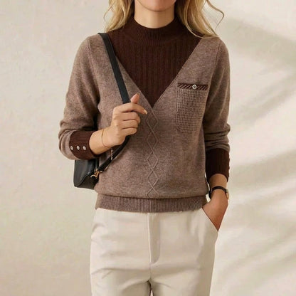 Ramona – V-Neck Knit Jumper with Chest Pocket