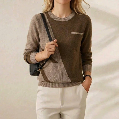Evangeline – Crew Neck Jumper with Contrast Trim