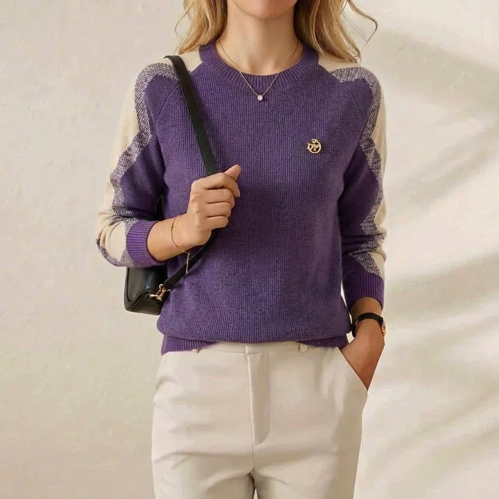 Martha – Contrast Sleeve Crew Neck Jumper