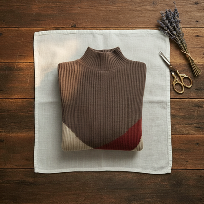 Wendy – Colour Block Mock Neck Jumper
