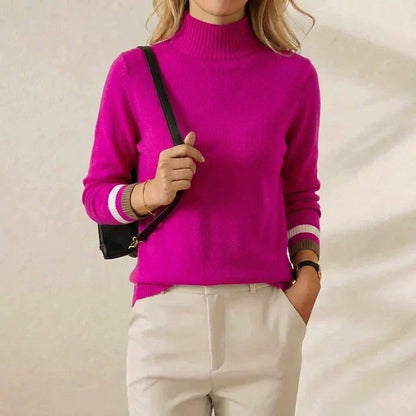 Thelma – Turtleneck Jumper with Stripe Cuffs