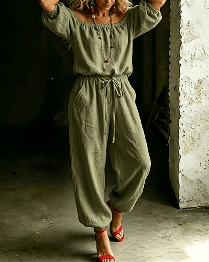 Tracy – Off-Shoulder Relaxed Jumpsuit