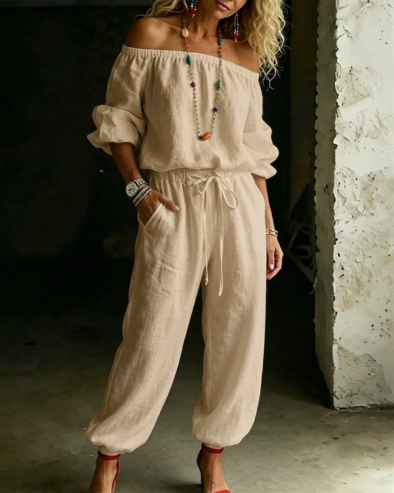 Tracy – Off-Shoulder Relaxed Jumpsuit