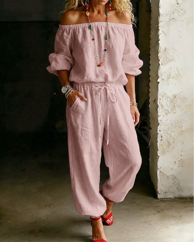 Tracy – Off-Shoulder Relaxed Jumpsuit