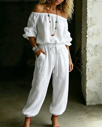 Tracy – Off-Shoulder Relaxed Jumpsuit