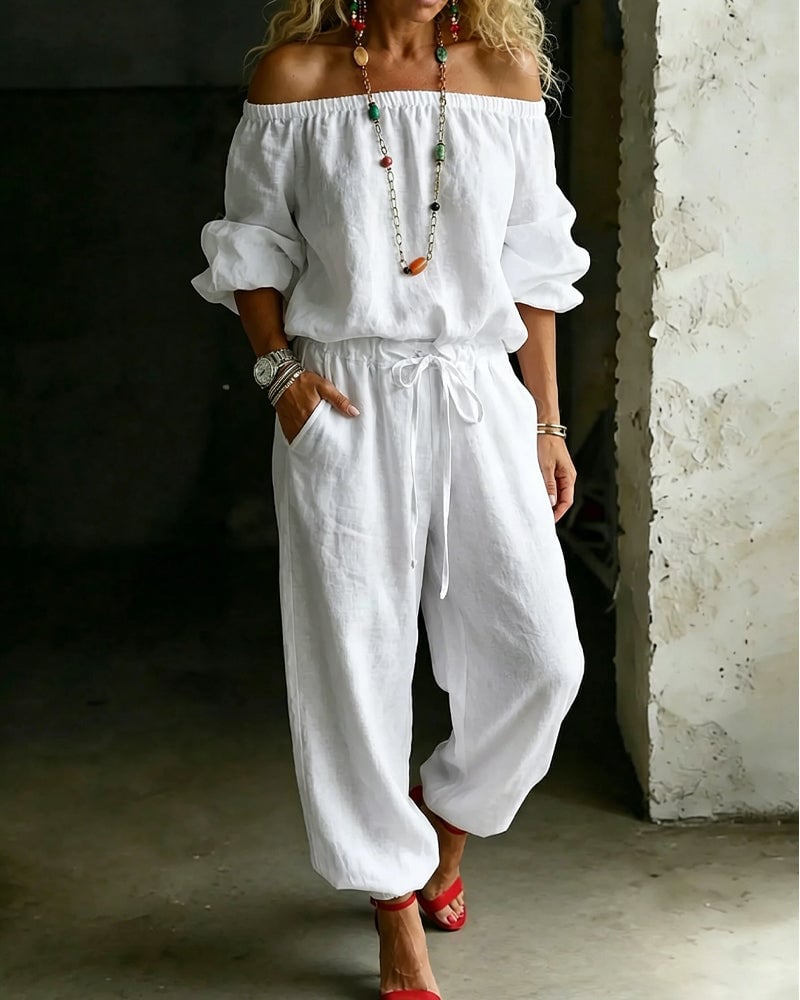 Tracy – Off-Shoulder Relaxed Jumpsuit
