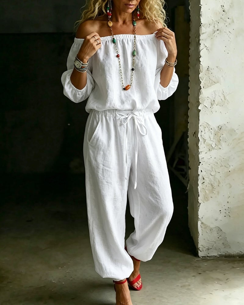 Tracy – Off-Shoulder Relaxed Jumpsuit
