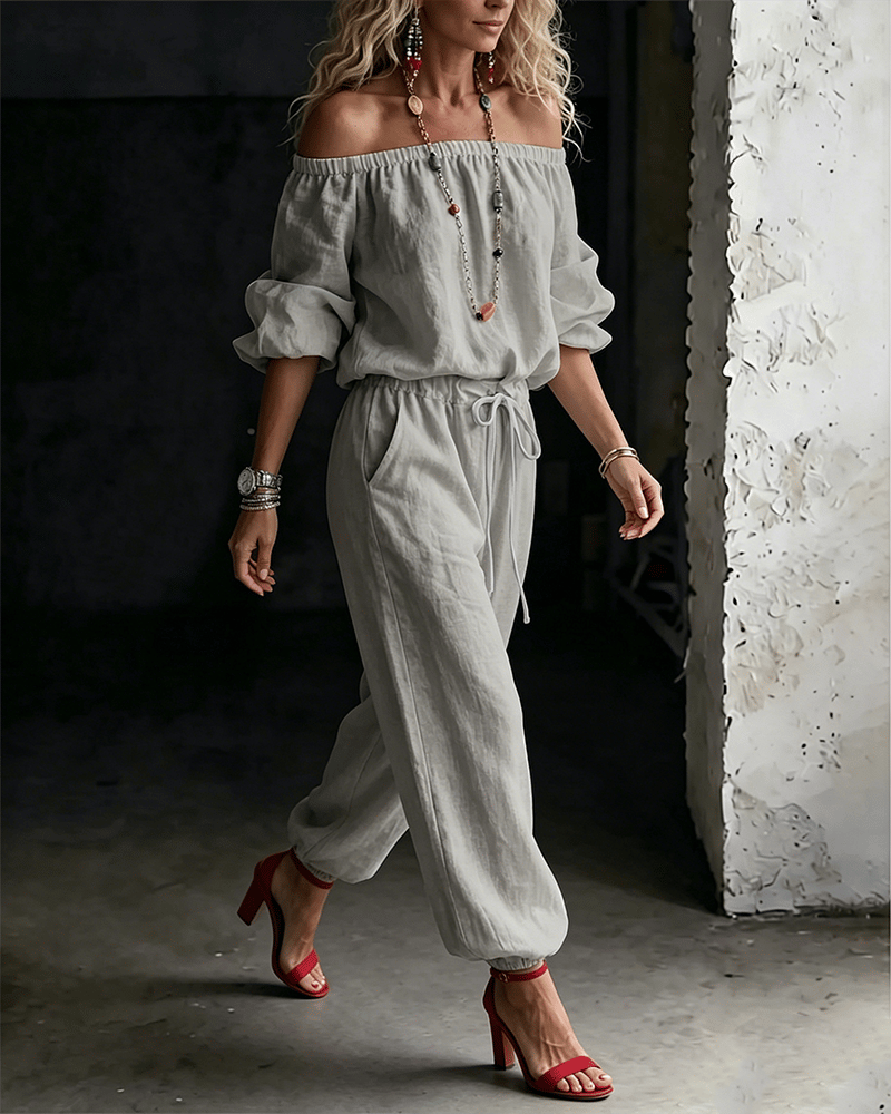 Tracy – Off-Shoulder Relaxed Jumpsuit