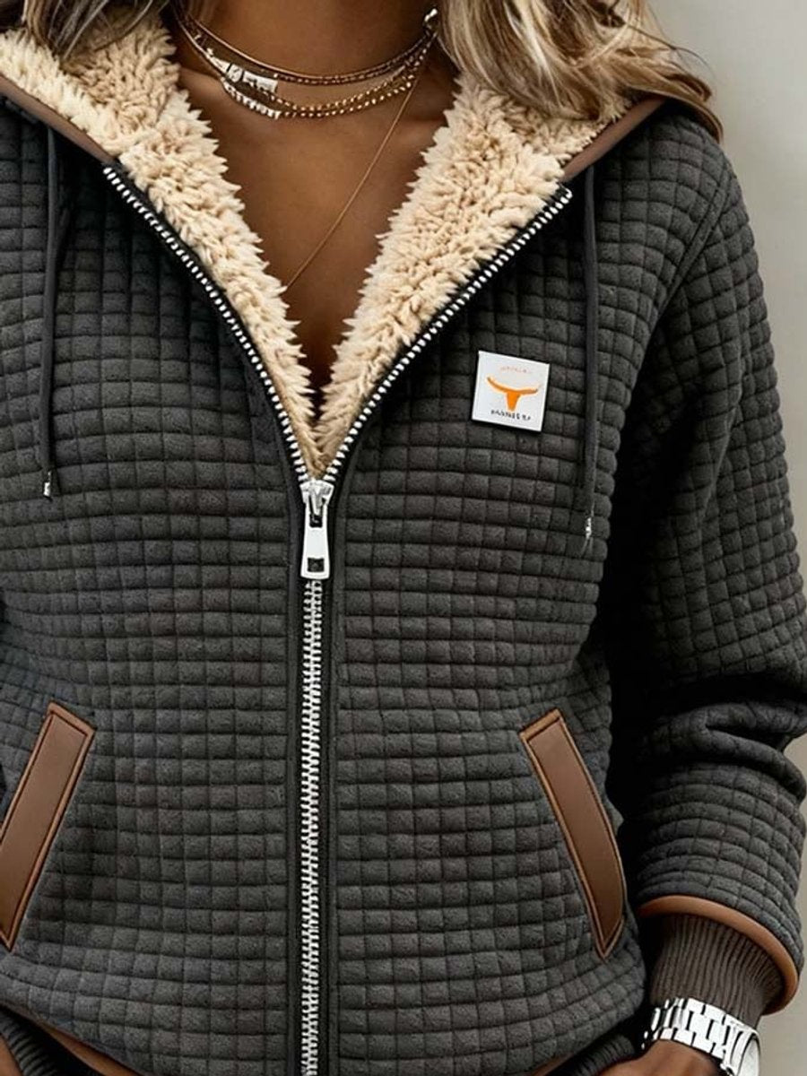 Leanne – Sherpa-Lined Quilted Zip-Up Hoodie