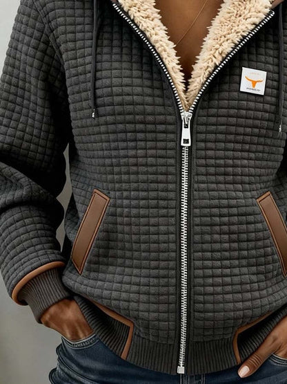 Leanne – Sherpa-Lined Quilted Zip-Up Hoodie