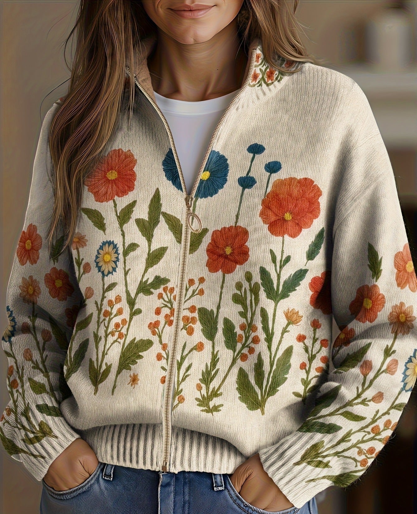 Odessa – Wildflower Zip Cardigan