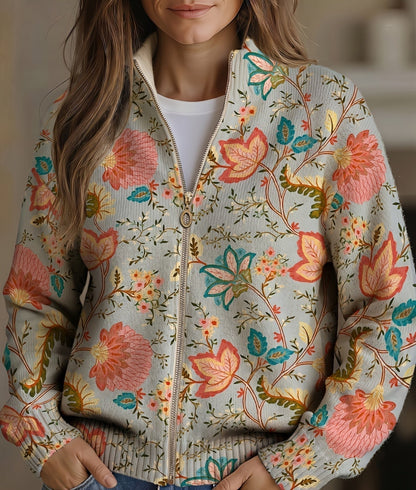 Lorraine – Vintage Floral Print Zip Jacket